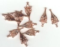 5 Pairs of 34x14mm Leaf Drop Bright Copper Earrings